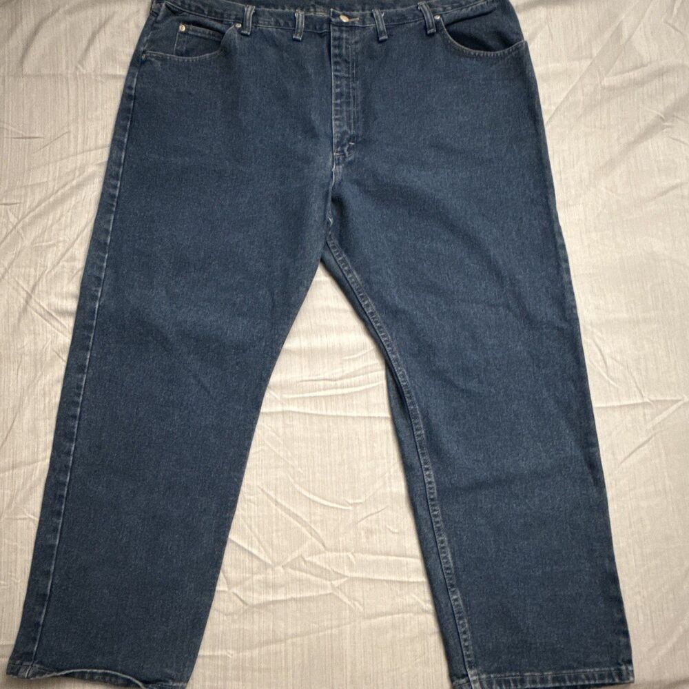 Wrangler Authentics Men's Dark Wash Blue Denim Straight Fit Jeans Size 46X30